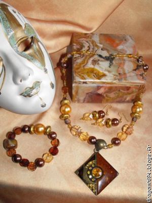 Emaux et perles de verre - Création modèle unique - Parure 3 pièces